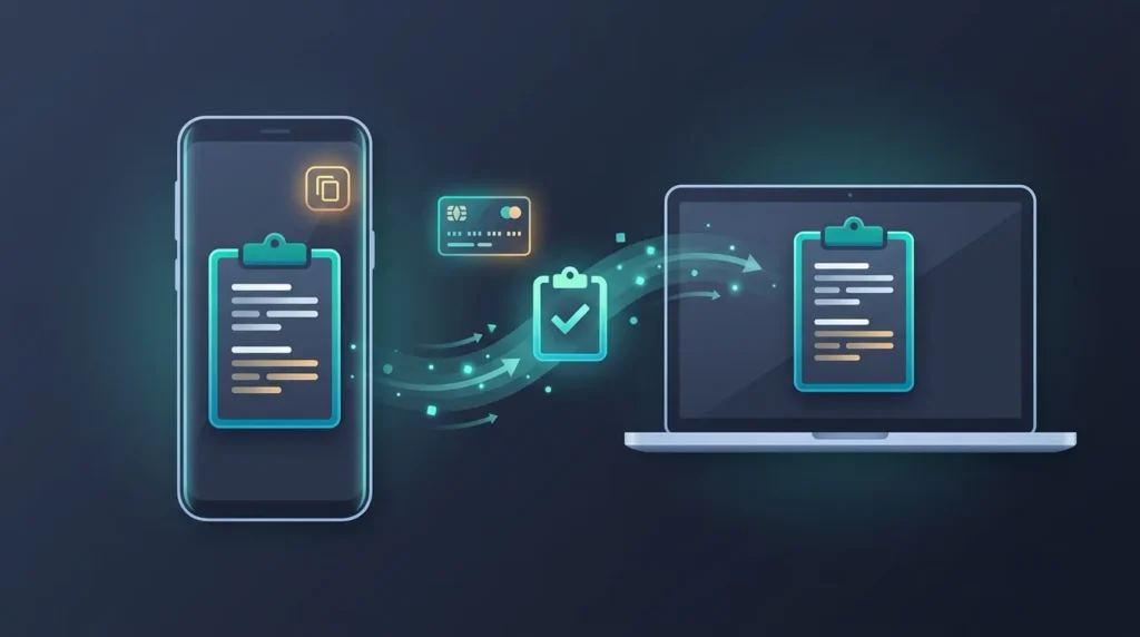 Copy text from phone to laptop using an online clipboard