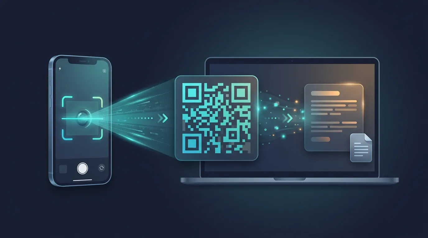 QR code text transfer from phone to laptop