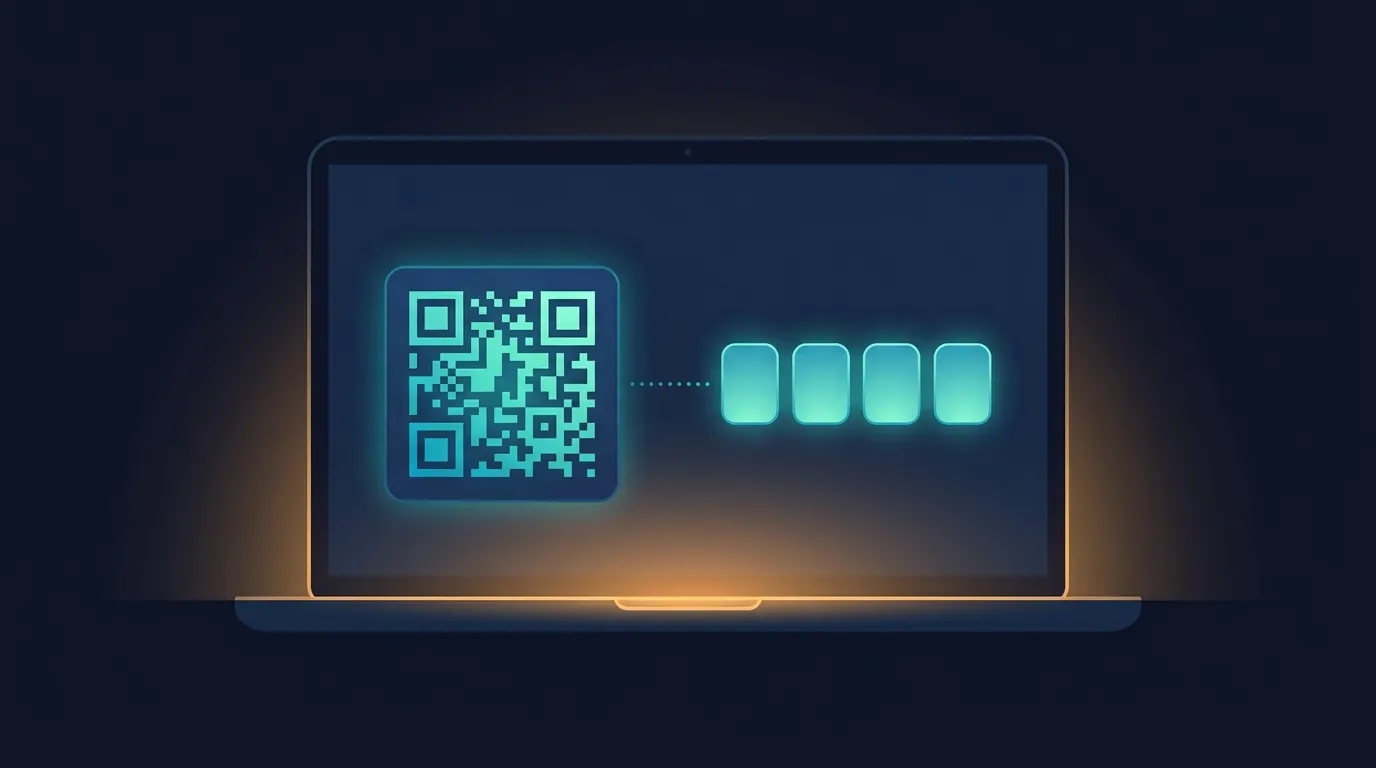 QR code and PIN shown together for text retrieval