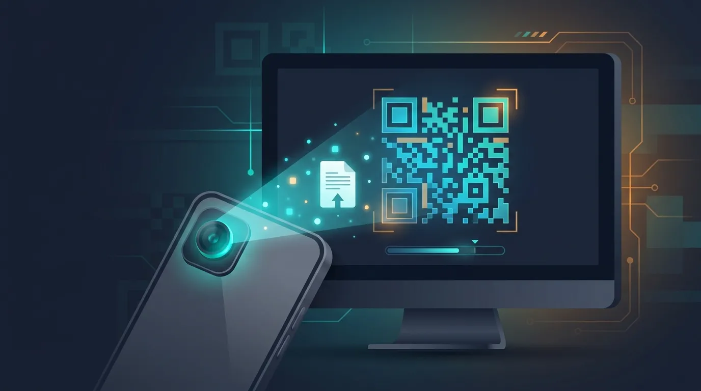 QR code method for text transfer from phone to computer