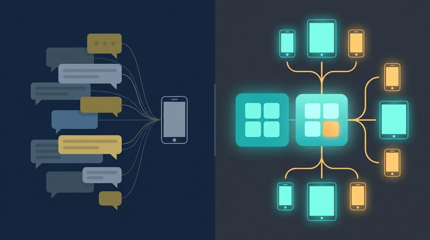 Comparison of sharing text individually versus sharing with a group
