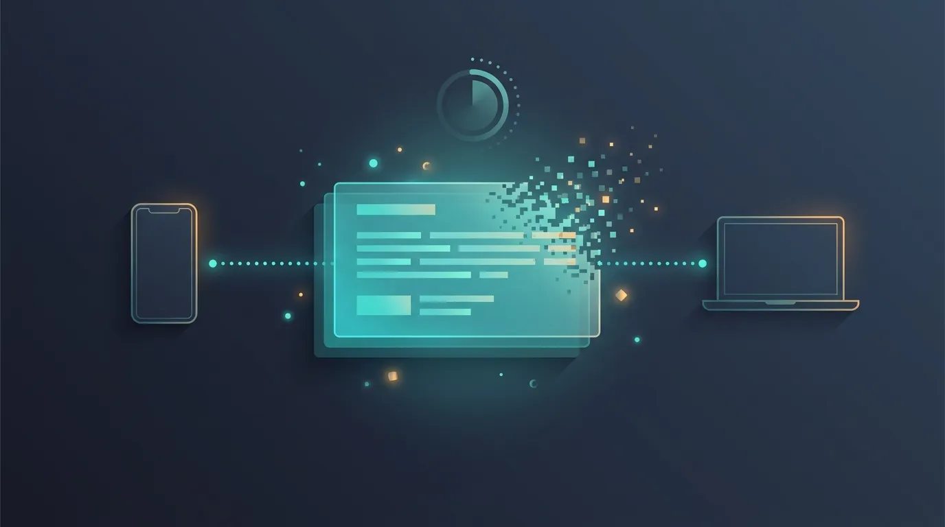 Illustration showing anonymous text being temporarily shared and automatically disappearing