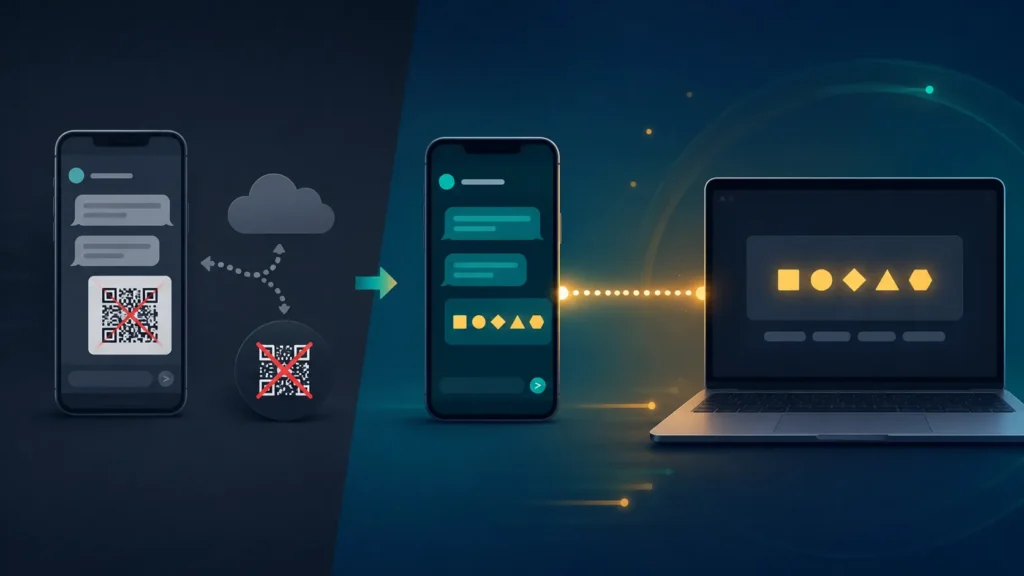 Person using a whatsapp web alternative to transfer text between phone and laptop instantly